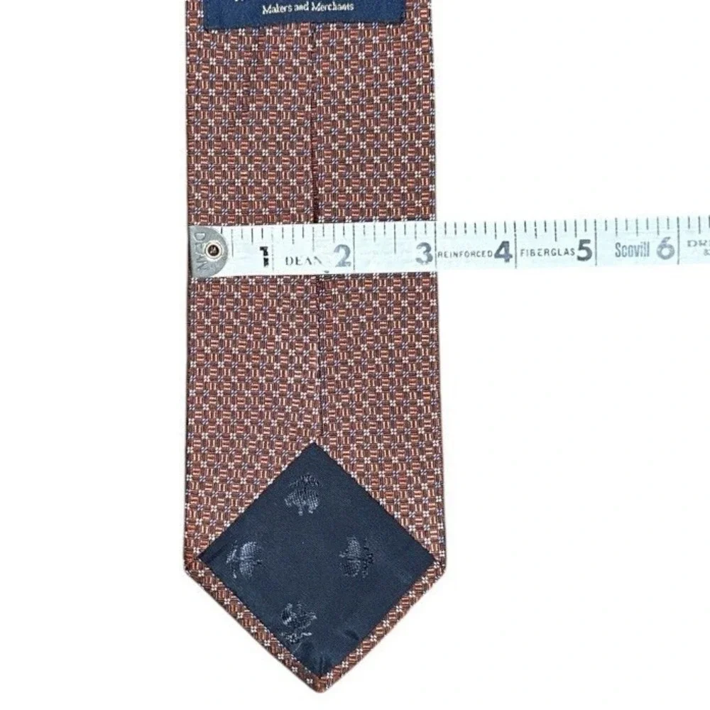 Brooks Brothers Makers and Markers Tie Mens Copper Navy Micro Print Silk Classic